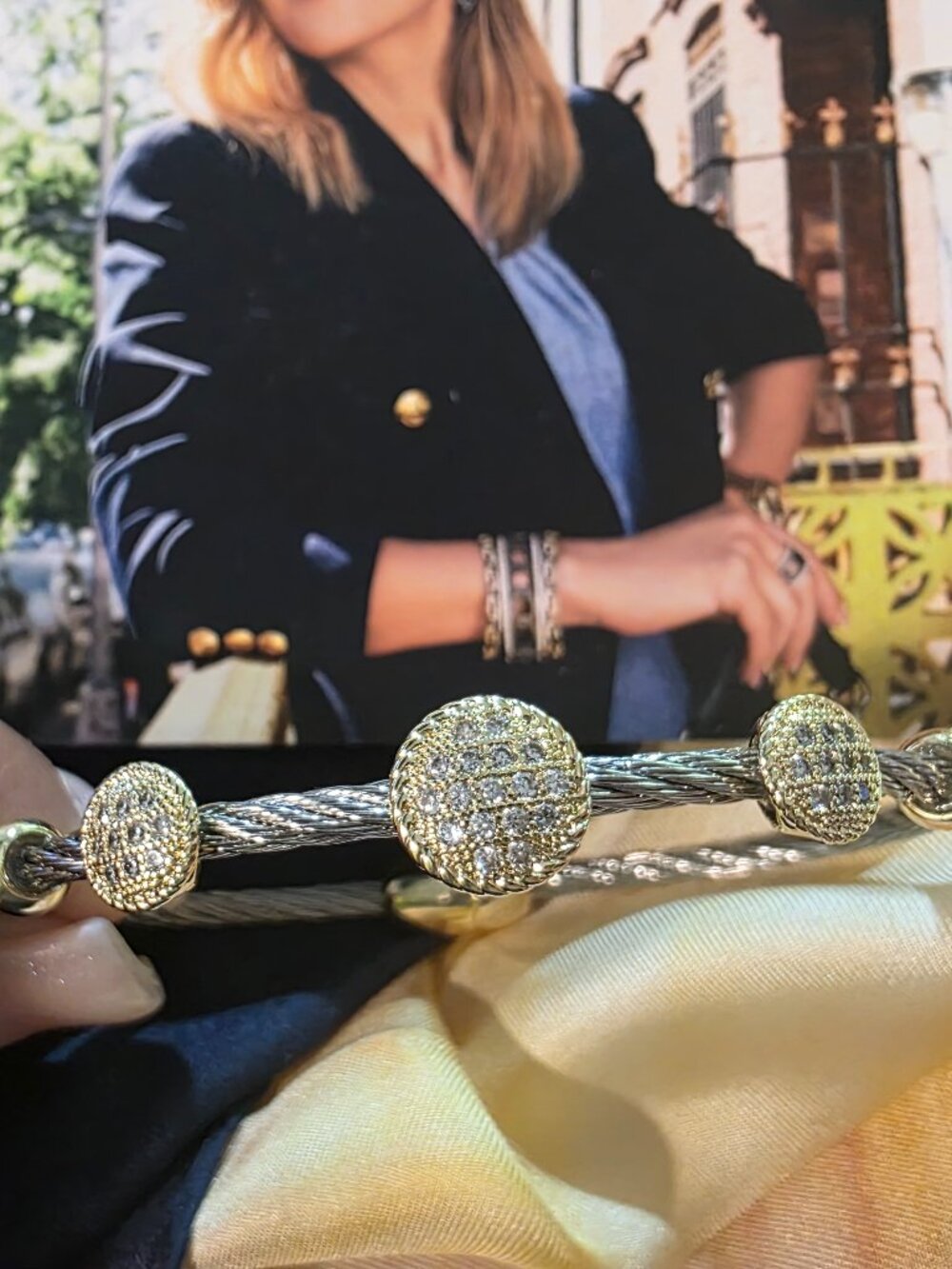 Frieda Rothman-white gold wire and cubic zirconia bracelet
